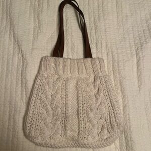 Vintage United Colors Of Benetton Cream Knit Boho Bag Purse